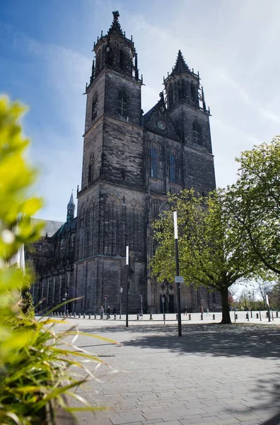 Вертикальний Знімок Магдебурзького Собору Німеччині — стокове фото