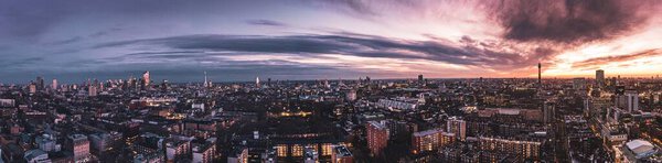 Dramatic London Sunset Panorama Drone