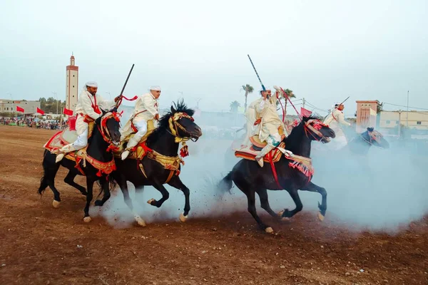 Tradycyjne Marokańskie Święto Jeździectwa Corocznym Festiwalu Tafetachte — Zdjęcie stockowe