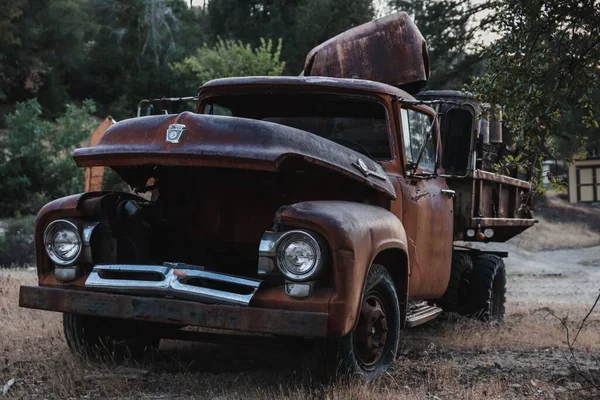 Старый Ржавый Ford Truck Поле — стоковое фото
