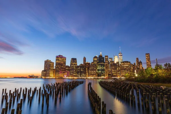 Stadsbilden New York City Skymningen — Stockfoto