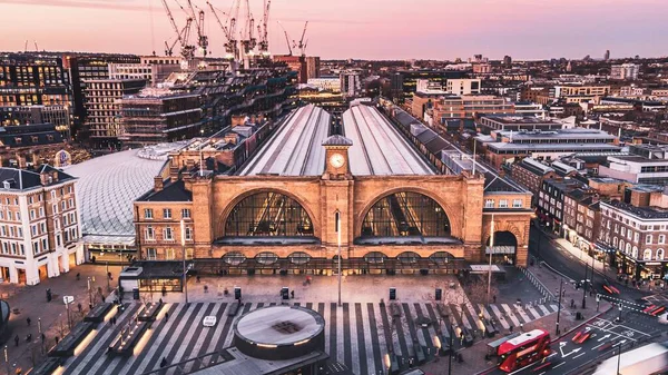 London King Cross Station Sunset Drone — Stock Photo, Image
