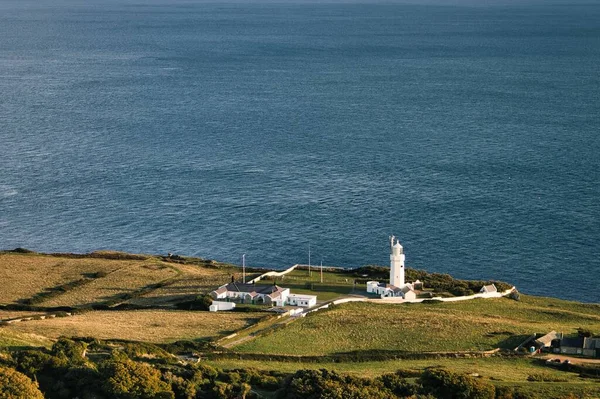 Drone Shot Catherine Lighthouse Shore Sea Isle Wight — Stock Photo, Image