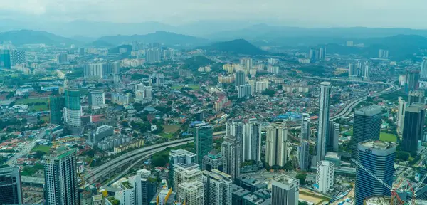Вид Повітря Панораму Куала Лумпуру Примхливий День Вид Веж Петронаса — стокове фото