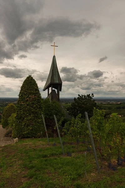Вертикальный Снимок Виноградников Рядом Церковью — стоковое фото