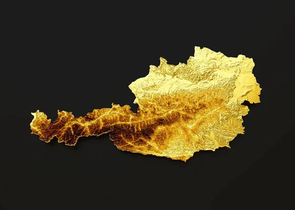 Avusturya Nın Kara Arka Planda Izole Edilmiş Bir Topoğrafya Haritasının — Stok fotoğraf