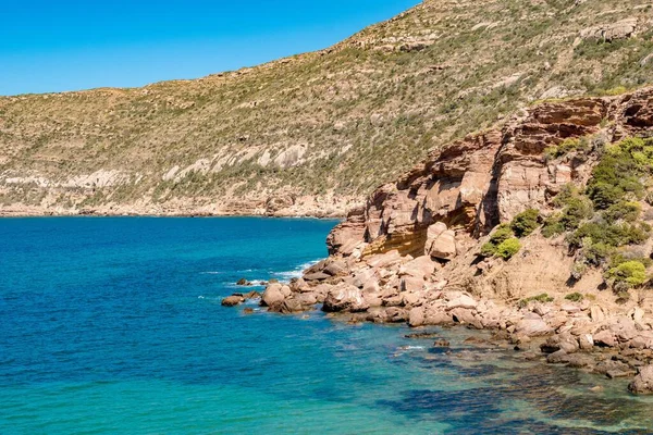 Paesaggio Marino Con Scogliere Boscose Sulla Costa Korbous Tunisia — Foto Stock