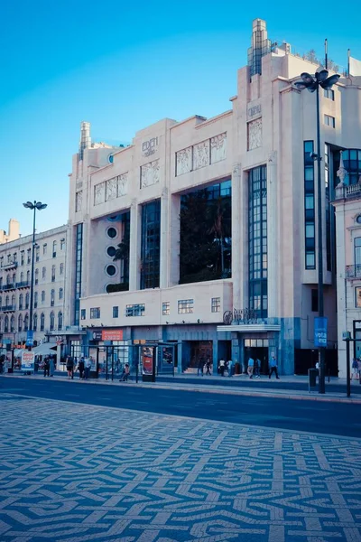 Eine Vertikale Aufnahme Des Eden Teatro Hotels Urban Lisbon Portugal — Stockfoto