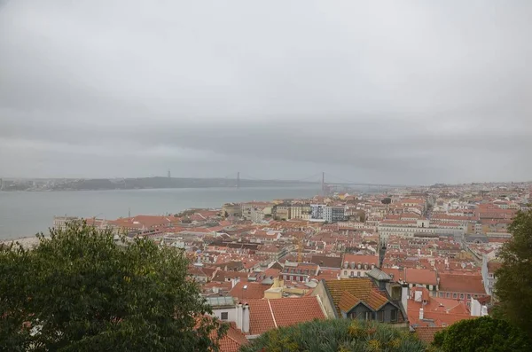 Stadsbild Lissabon Molnig Himmel Portugal — Stockfoto