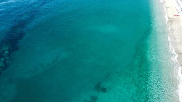Drone Aéreo Disparado Mar Azul Monterosso Mare Província Spezia Itália — Fotografia de Stock