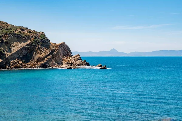 Beautiful Seascape Rocky Cliffs Coast Korbous Tunisia — Stock Photo, Image
