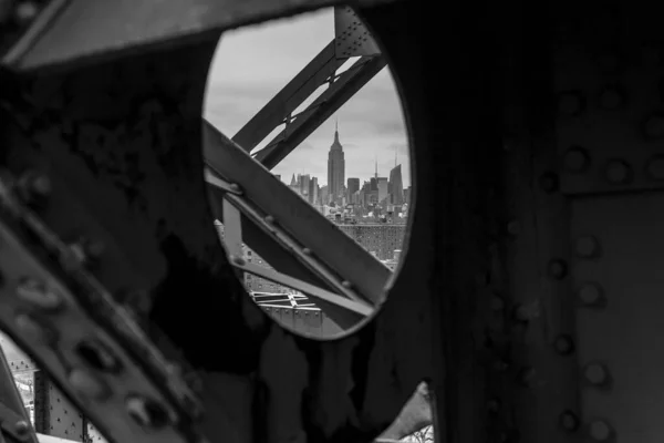Vue Lointaine Empire State Building Noir Blanc New York États — Photo