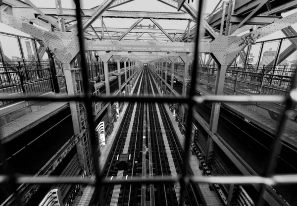 Eine Schöne Graustufenaufnahme Des Williamsburg Bridge Trolley Terminal — Stockfoto
