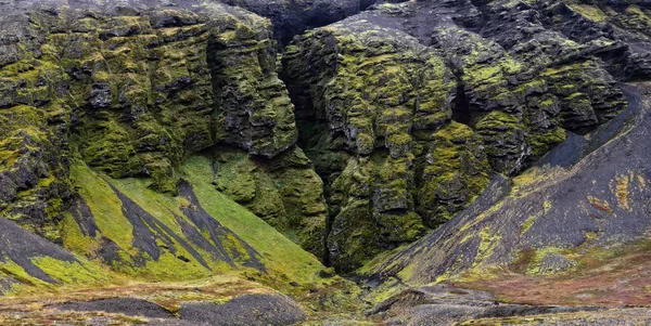 冰岛斯奈弗勒斯绿色悬崖的景观 — 图库照片
