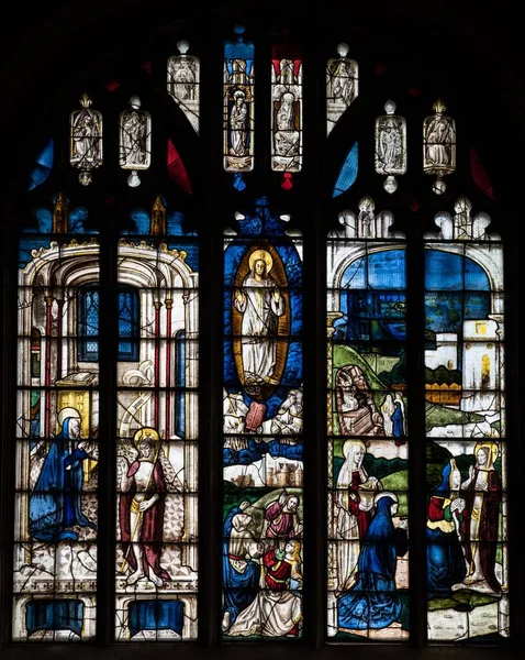 Uma Foto Vertical Das Janelas Igreja Santa Maria Fairford Inglaterra — Fotografia de Stock