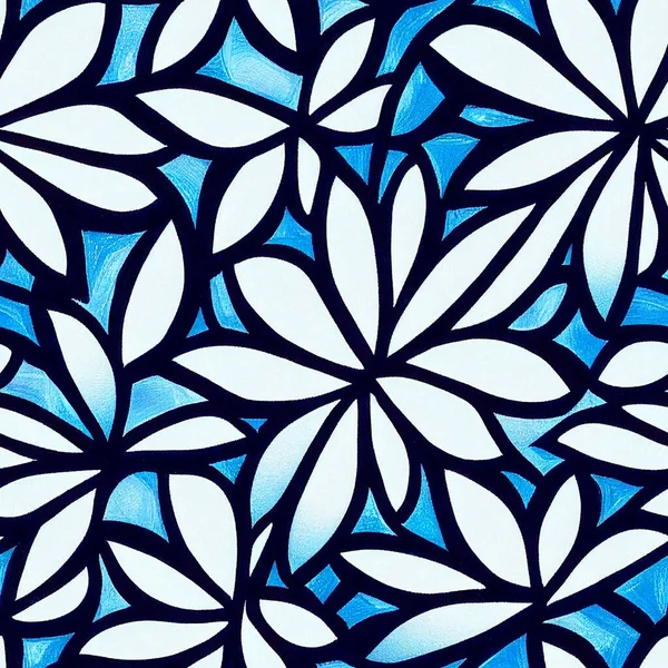 An AI-generated blue and white floral pattern.