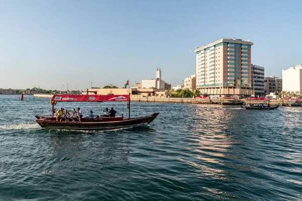 View While Cruising Abra Traditional Boat Made Wood Dubai Creek — Stock Photo, Image