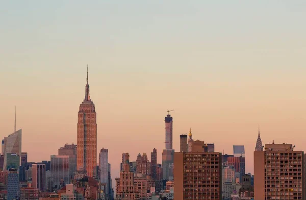 Una Hermosa Foto Del Paisaje Urbano Nueva York Durante Atardecer — Foto de Stock