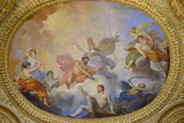 Matala Kulma Laukaus Katto Fresco Louvre Museum Pariisissa Ranskassa — kuvapankkivalokuva