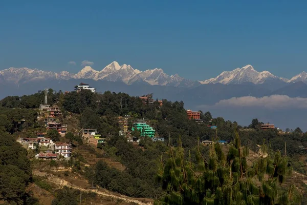 Nagarkot Arka Planındaki Himalayalar Dağları — Stok fotoğraf