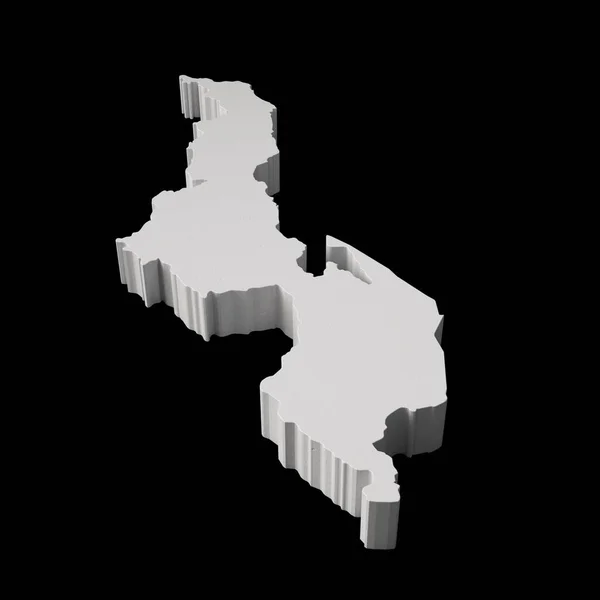 マラウィ3D地図地理図と地形 海ブラックサーフェス3Dイラスト — ストック写真