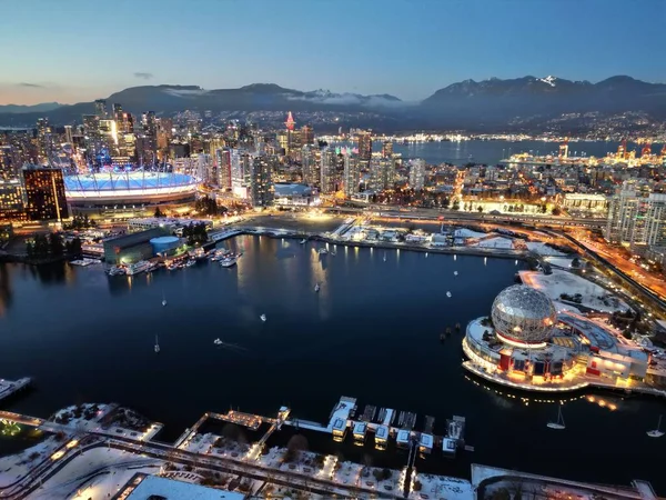 Aerial Downtown Vancouver False Creek Vancouver — Stock Photo, Image