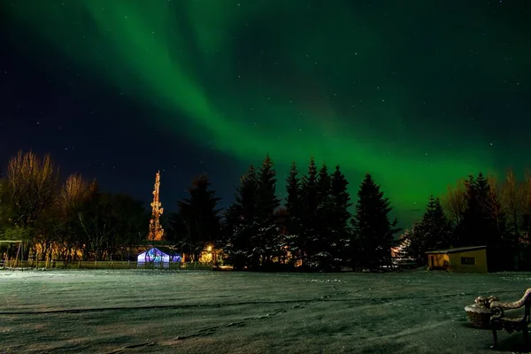 Una Hermosa Toma Aurora Boreal Islandia — Foto de Stock