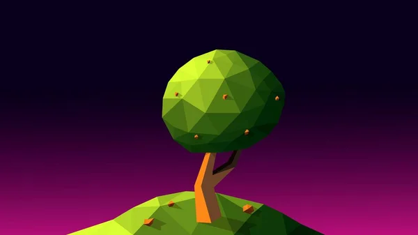Прекрасний Цифровий Дизайн Дерева Фіолетовому Фоні — стокове фото