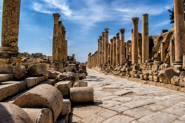 Piękne Ujęcie Archeologicznych Ruin Jerash Jordania — Zdjęcie stockowe