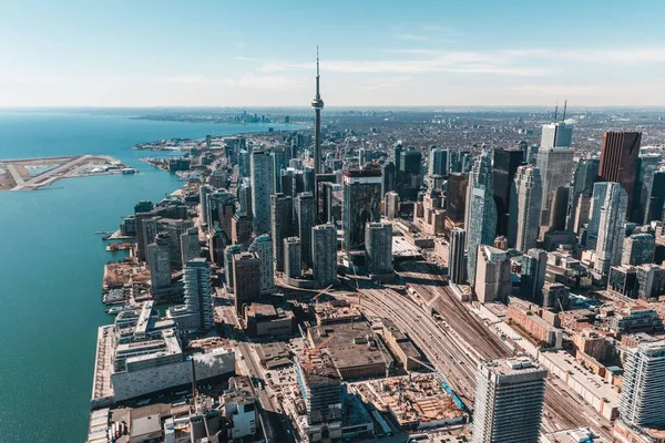 Eine Luftaufnahme Der Skyline Von Toronto Kanadischen Ontario Winter — Stockfoto