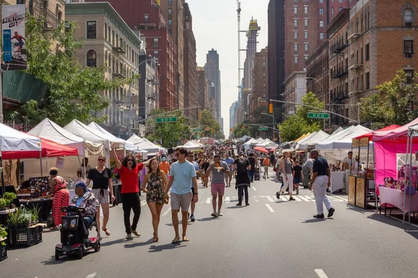 Ein Belebter Straßenmarkt Wird Zentrum Von New York City Eingerichtet — Stockfoto