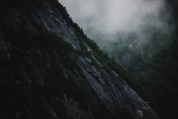 霧が立ち込めて岩の山の美しいショット — ストック写真