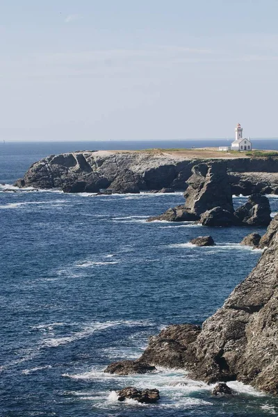 Vista Panorámica Del Faro Poulains Costa Del Océano Atlántico Extremo — Foto de Stock