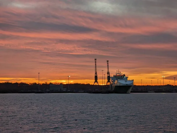 Ship Port Sunset — Stock Photo, Image
