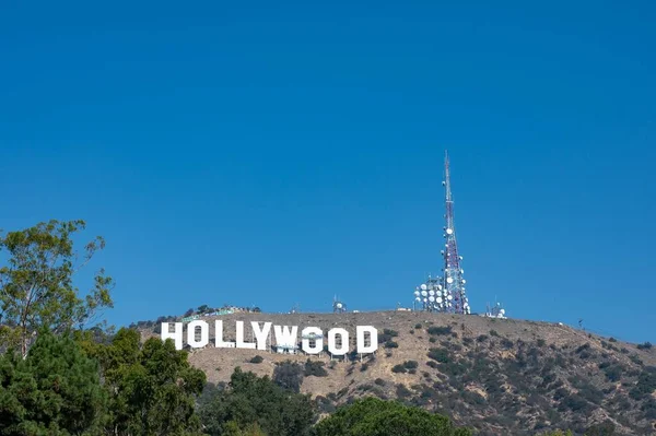 Famous White Letters Hollywood Mountain — Stock Photo, Image