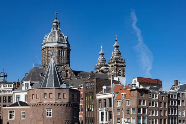 Légi Kilátás Városkép Amszterdam Körülvett Épületek — Stock Fotó