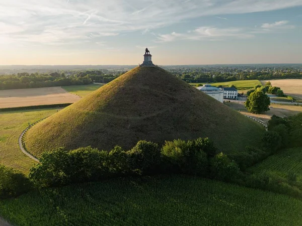 Vista Aérea Lion Mound Monumento Guerra Braine Alleud — Foto de Stock