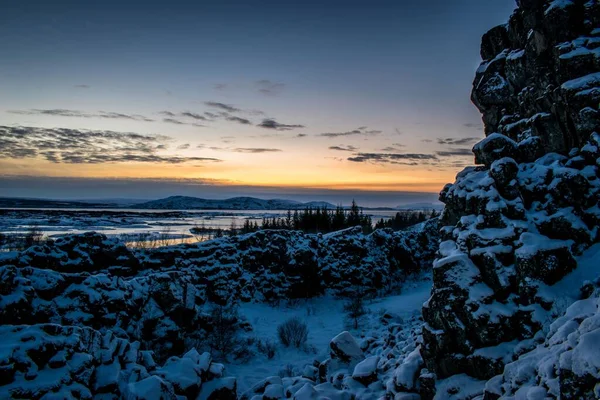 Uma Bela Foto Paisagens Nevadas Islândia — Fotografia de Stock