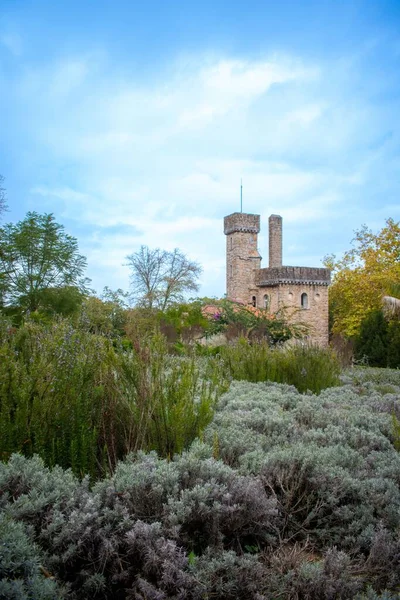 Een Verticaal Schot Van Een Toren Een Tuin Quinta Regaleira — Stockfoto
