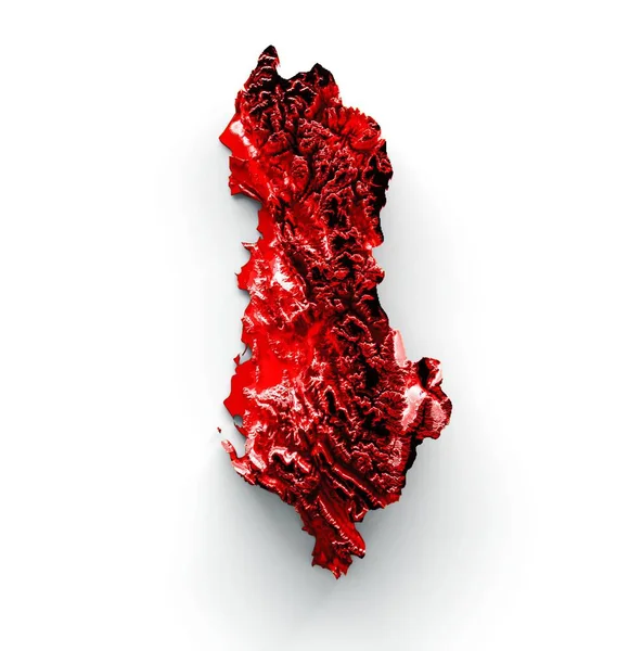 Återgivning Albanien Karta Isolerad Vit Bakgrund — Stockfoto