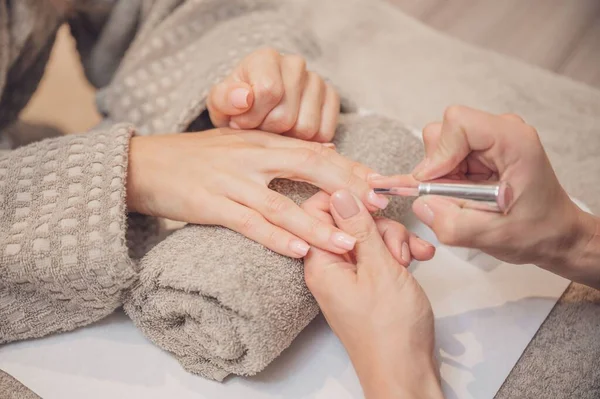 Zbliżenie Widok Leczenie Spa Manicure — Zdjęcie stockowe