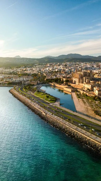 Eine Vertikale Vogelperspektive Auf Die Insel Palma Auf Mallorca Spanien — Stockfoto