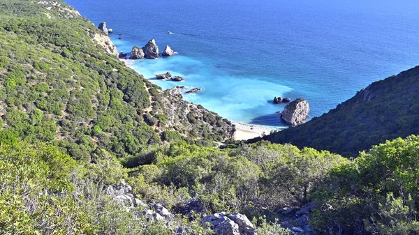 Beautiful View Ribeiro Cavalo Beach Rock Formations Sea Portugal — Stock Photo, Image