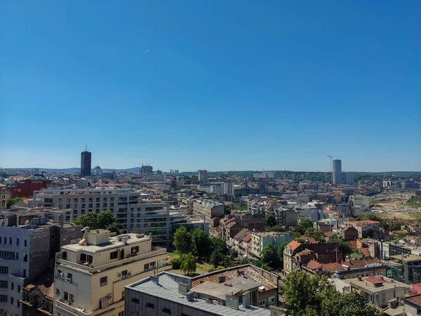 Bellissimo Paesaggio Urbano Belgrado Sotto Cielo Azzurro Della Serbia — Foto Stock