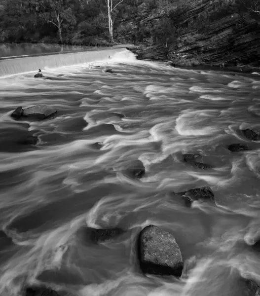 Avustralya Daki Yarra Nehri Nin Küçük Dalgalarının Dikey Gri Tonlu — Stok fotoğraf