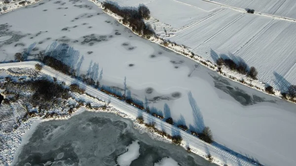 Schöne Aussicht Auf Den Zugefrorenen Zeslawice Stausee Krakau Polen — Stockfoto