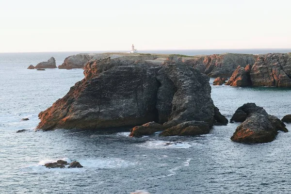 Знамениті Місця Острова Бель Іль Мер Нідлі Порт Котон Скелі — стокове фото