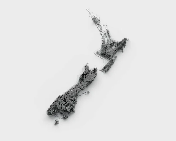 Eine Neuseeland Karte Flagge Schattiertes Relief Farbkarte Höhenkarte Auf Weißem — Stockfoto