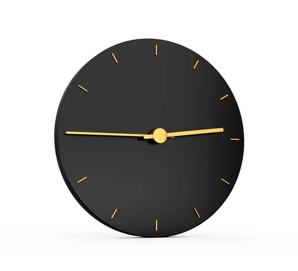 Rendering Black Golden Clock White Background — Stock Photo, Image