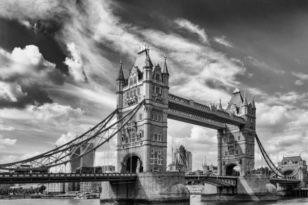 Stupně Šedi Mostu Tower Londýn Velká Británie — Stock fotografie